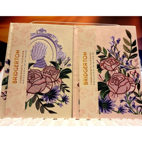 New LE Netflix Bridgerton 2 Embroidered Fabric Lined Journal Floral Cameo Design - Picture 1 of 3